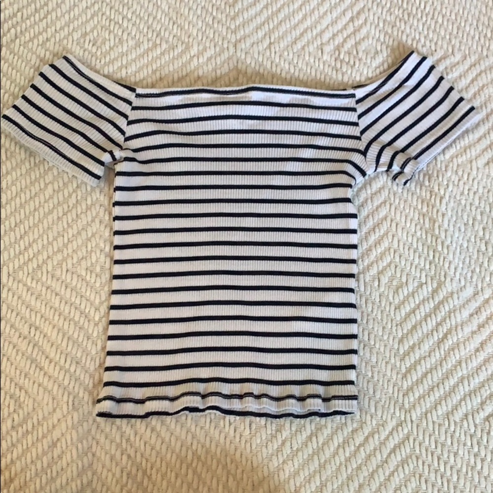 Striped Off the Shoulder Crop Top